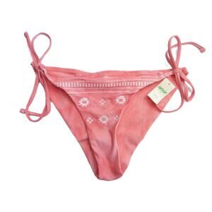 NWT Aerie Swim Floral Tie-dye Beaded Side Tie Cheekier Bikini Bottom S